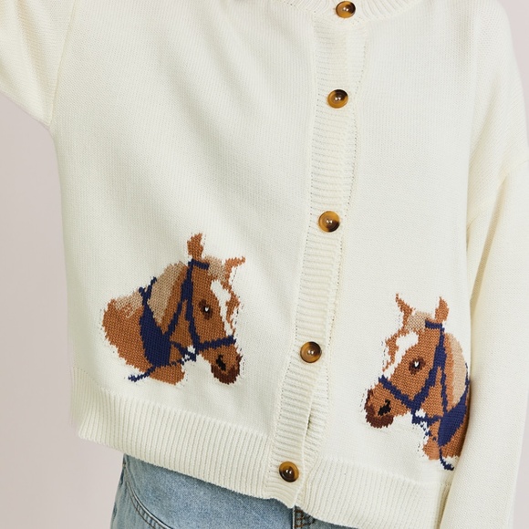 NWT Western Horse Graphic Cardigan Sweater - Picture 5 of 6